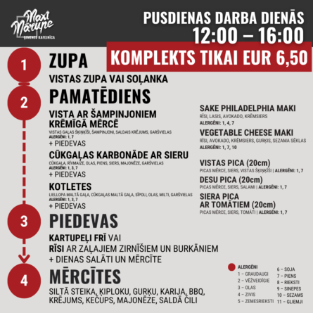 Pusdienu komplekts (zupa + pamatēdiens)